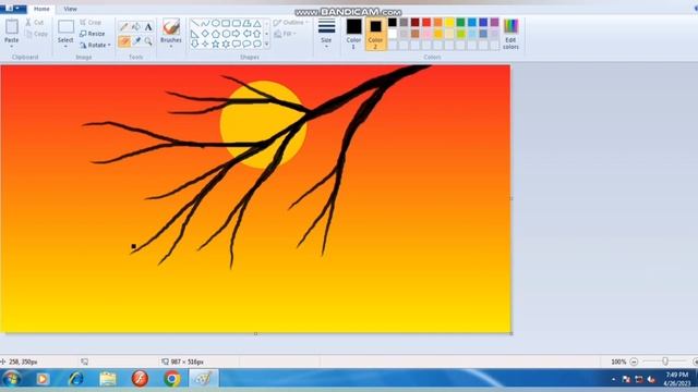 How to Draw in Ms Paint | drawing in paint in computer | paint in computer | scenery drawing смотреть онлайн