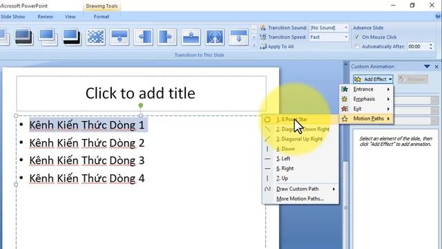 Hướng dẫn làm PowerPoint 2007 | Cách tạo hiệu ứng chuyển động cho đối tượng trên Slide смотреть онлайн