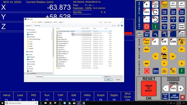 Acorn CNC12 "LOAD" menu, Load a G code program with Windows10 смотреть онлайн