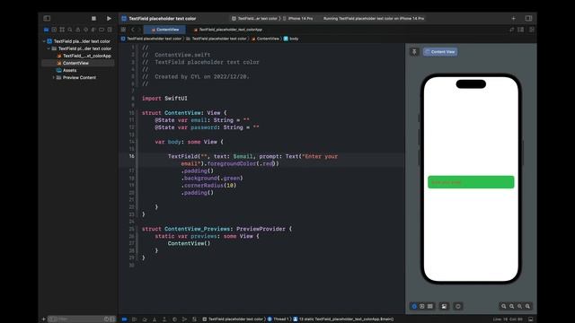 【卓天學SwiftUI】#34 - Change TextField placeholder text color / 更改placeholder 的顏色 смотреть онлайн