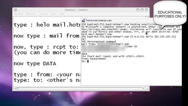 Hotmail Hack with Telnet -- Send emails with anybody's email, no password! смотреть онлайн