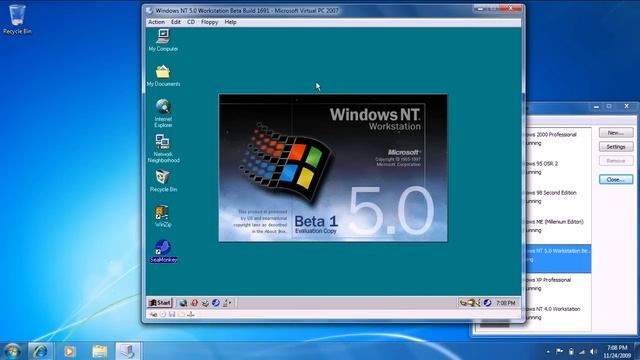 Windows NT 5.0 Workstation Beta 1 Build 1691 in Microsoft Virtual PC 2007 смотреть онлайн