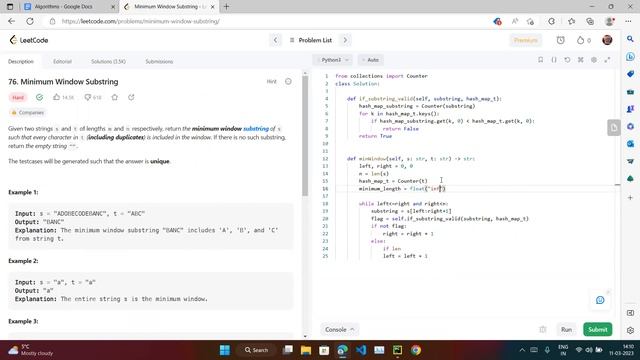 Leetcode # 76. Minimum Window Substring смотреть онлайн