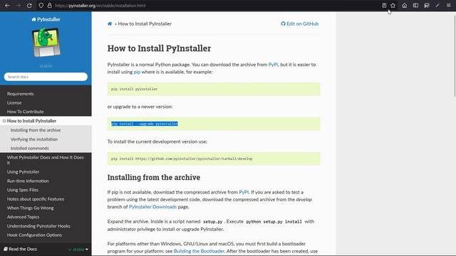 pyinstaller install смотреть онлайн