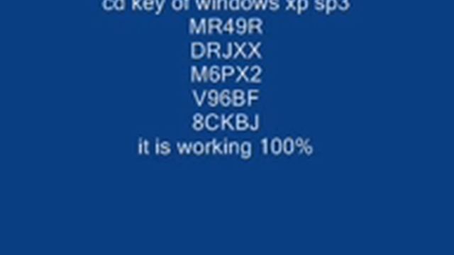 windows xp sp3 cd key working 100% смотреть онлайн