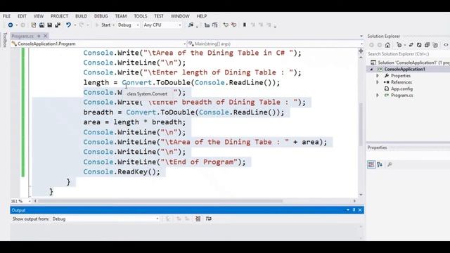 Area of the Dining Table in C# смотреть онлайн