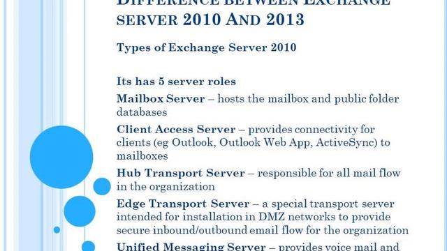 Major Difference between Exchange Server roles 2010 and 2013 смотреть онлайн