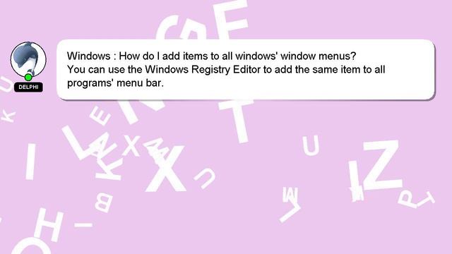 Windows : How do I add items to all windows' window menus? смотреть онлайн