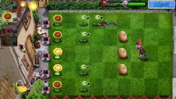 Plants vs zombies1 3D 4 уровень день