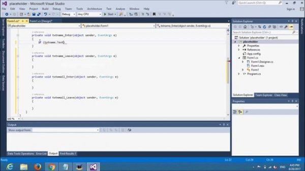 How to set placeholder in textbox | C# | Microsoft Visual Studio 2015