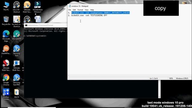 Test Mode Windows 10 Pro Build 19041.vb_release .191206-1406 Problem 100%% Solve