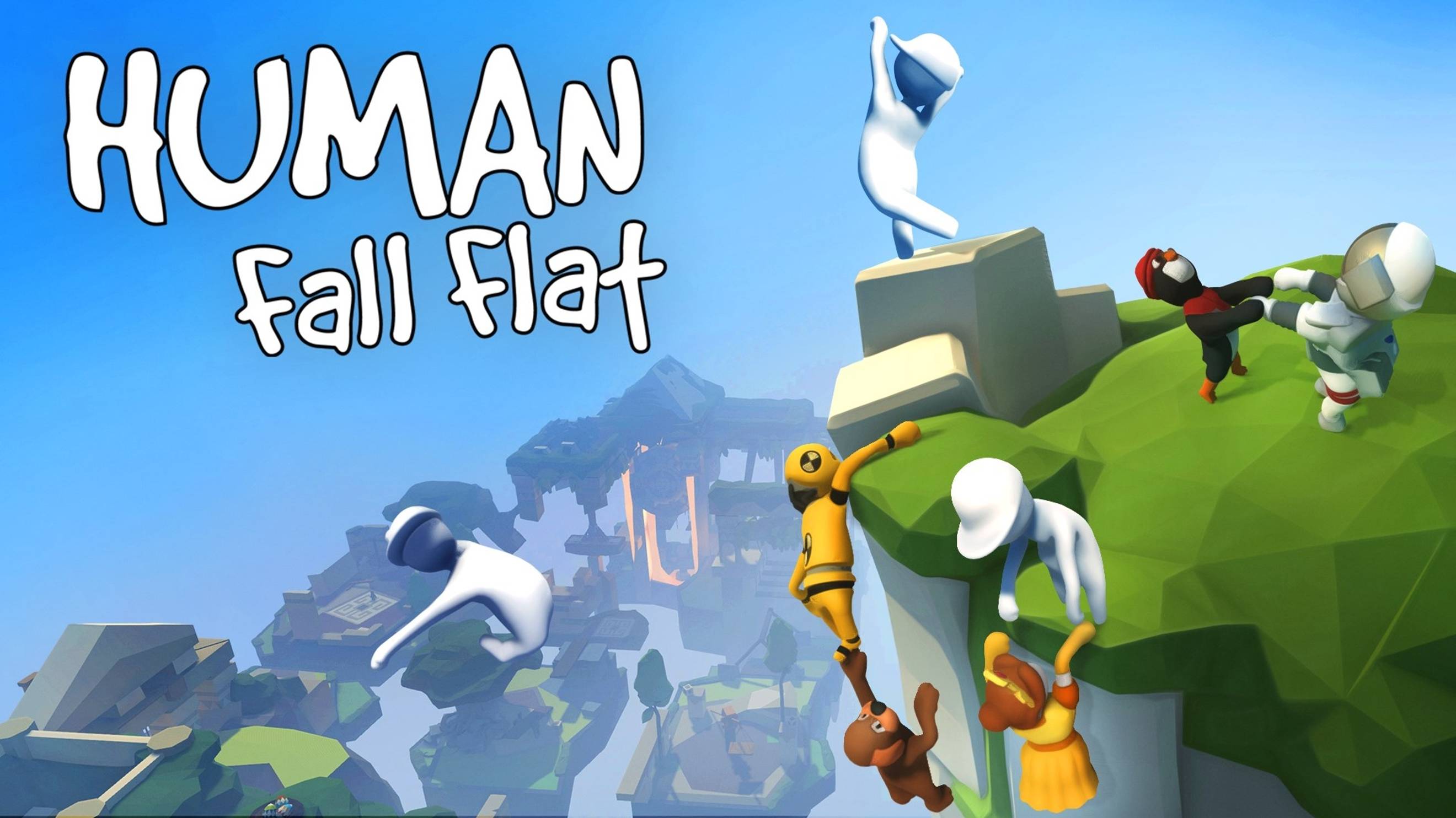 Играю в Human Fall Flat с другом на сервере