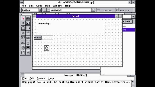 Testing out Microsoft Visual Basic 1.0 In Windows 3.1 смотреть онлайн