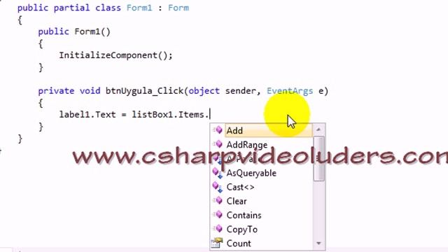 ListBox Özellikleri 1 Bölüm Ders 38 -- www.csharpvideoluders.com -- смотреть онлайн