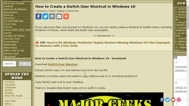 How to Create a Switch User Shortcut in Windows 10 смотреть онлайн