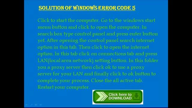 Solve Windows Error Code 5 смотреть онлайн