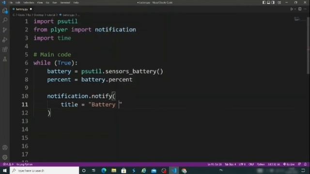 battery notifier using python | battery notification using python | python project 🔋 смотреть онлайн