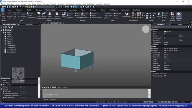BricsCAD V20 Tutorial 123: How to use Relief, Bend & Junction Command in BricsCAD V20 | Sheet Metal смотреть онлайн