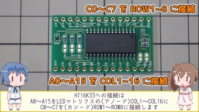 I2C接続のLEDマトリクスコントローラ HT16K33 の使い方