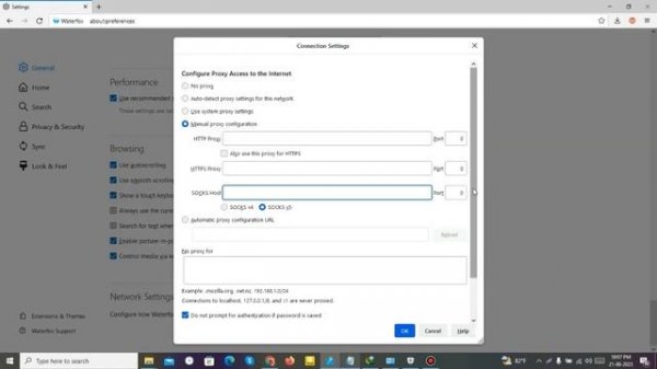 Socks5 proxy Setup in Firefox/Waterfox