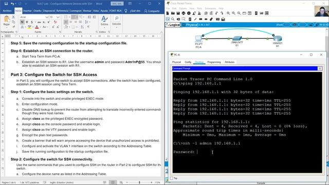 16.4.7 Lab - Configure Network Devices with SSH смотреть онлайн