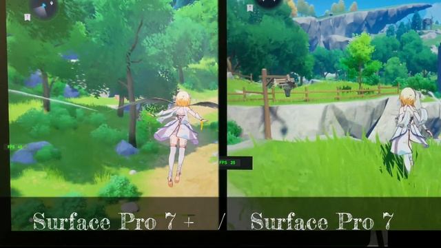 Surface Pro 7 vs Surface Pro 7+ side by side gameplay FPS comparison 1065g7 vs 1165g7 Xe graphics смотреть онлайн