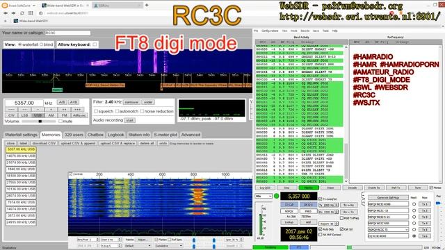 FT8 signals on 5.237 MHz (60m band) 02.12.2017 / SWL WebSDR смотреть онлайн