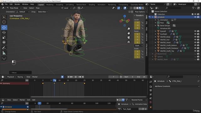 75. Creating the crouch turn right 90 animation смотреть онлайн