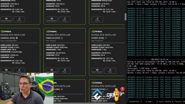 ⛏️🤑 NVIDIA RTX 3070M - RENTABILIDADE E OVERCLOCKS | ETC | ERG | RVN | CFX | KAS | RXD | NEXA