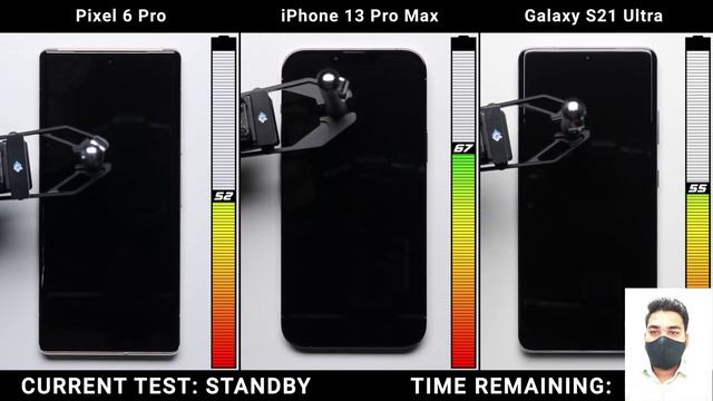 Google Pixel 6 Pro & iPhone 13 Pro Max & Galaxy S21 Ultra Battery Test смотреть онлайн