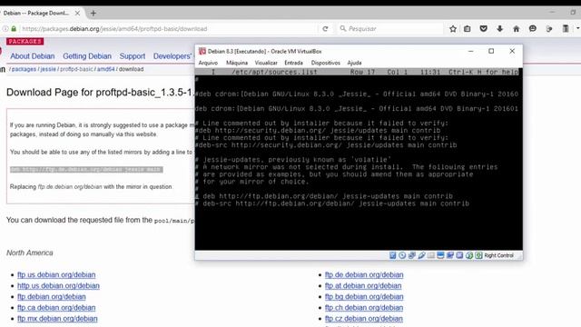 08 Tutorial de Debian 8.3 Configuração do apt e instalação do proftpd смотреть онлайн
