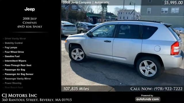 Used 2008 Jeep Compass | CJ Motors Inc, Beverly, MA - SOLD смотреть онлайн