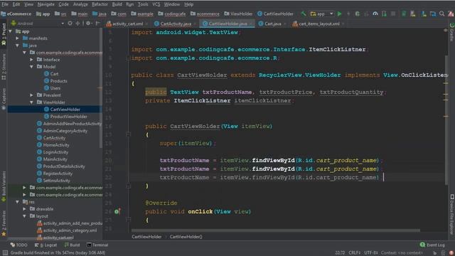 Shopping App in Android Studio Tutorial 24 - Display user items on Cart List смотреть онлайн