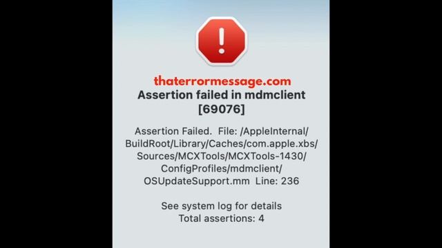 Assertion failed in mdmclient [69076] смотреть онлайн