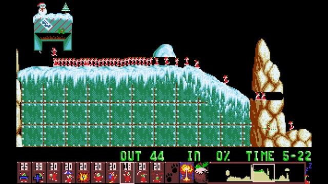 Holiday Lemmings 1993 - Flurry Level 4: "Lemming Tracks in the Snow" (1993) [MS-DOS] смотреть онлайн