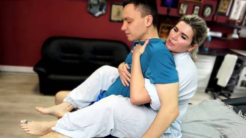 ASMR Chiropractic Adjustments And Chair Back Massage By Elena