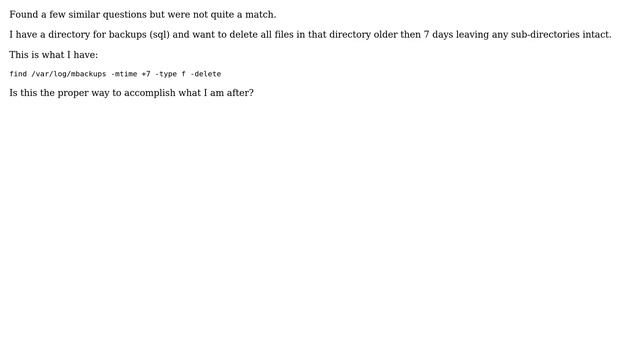 Unix & Linux: Delete only files older than 7 days: -mtime and find смотреть онлайн