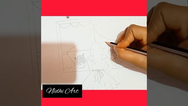 how to draw a girl looking window _ easy drawing || Nidhi Art смотреть онлайн