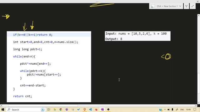 LeetCode | 713. Subarray Product Less Than K | Sliding Window | Variable Sized смотреть онлайн