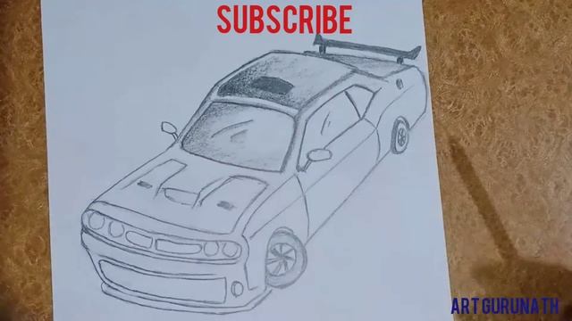 How to draw a realistic dodge challenger(ART GURUNATH CHANNEL) . смотреть онлайн