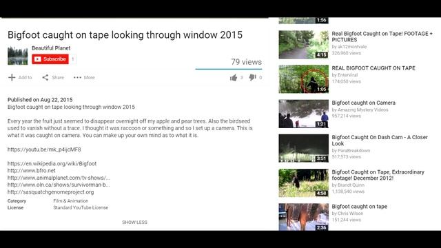 the "Bigfoot Caught On Tape Looking Through Window 2015" Video смотреть онлайн