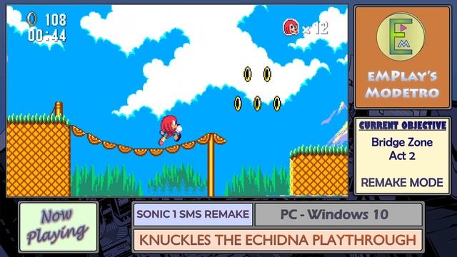 Sonic 1 SMS Remake - PC - Knuckles (1.0.G Remake Mode) - #5 - Bridge Zone: Act 2 смотреть онлайн
