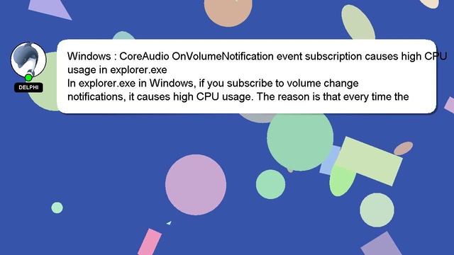 Windows : CoreAudio OnVolumeNotification event subscription causes high CPU usage in explorer.exe смотреть онлайн