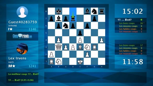 Chess Game Analysis: Lex Irvens - Guest40283759 : 1-0 (By ChessFriends.com) смотреть онлайн