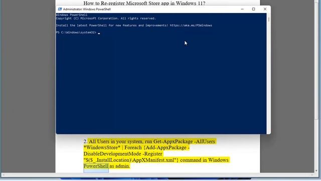 Re-register Microsoft Store in Windows 11 смотреть онлайн