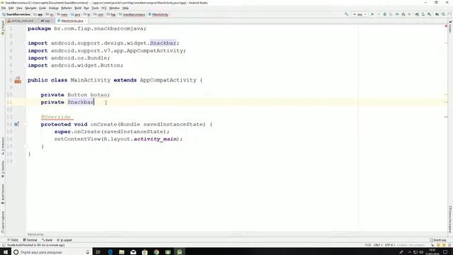 #17 - Snackbar com Java - Curso de desenvolvimento de aplicativos para Android смотреть онлайн