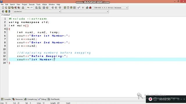 Write a program to Swap Two Numbers in C++. смотреть онлайн