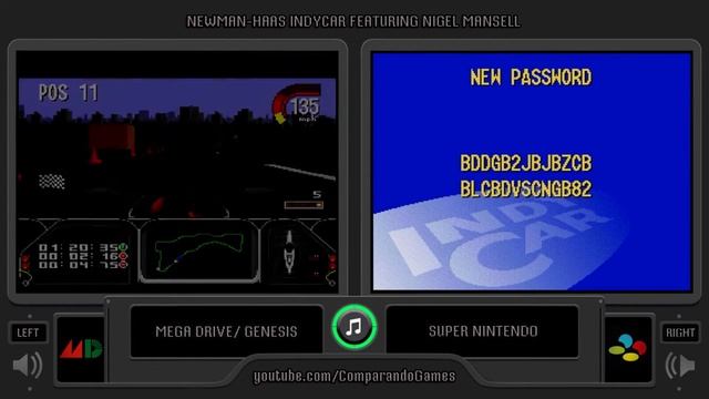 Newman-Haas Indy Car Featuring Nigel Mansell (Sega Genesis Vs Snes) Side By Side Comparison