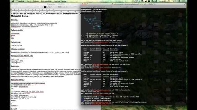CVE-2013-0156 Ruby on Rails XML Processor YAML Vulnerability Metasploit Demo смотреть онлайн