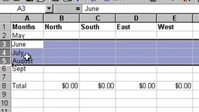 Microsoft Office Excel 2000 Selecting cells смотреть онлайн